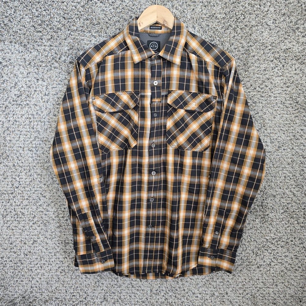 Wrangler Shirt Mens Medium All Terrain Gear Button Up Regular Fit Recycled Poly
